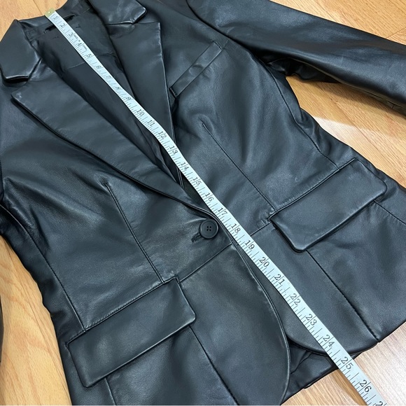 LaMarque Elza Notched Collar Black Leather Blazer Jacket - Picture 11 of 15